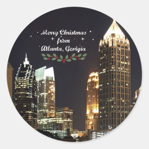 Merry Christmas from Atlanta Georgia Classic Roun Classic Round Sticker