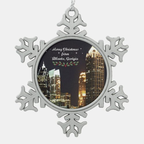 Merry Christmas from Atlanta Georgia Snowflake Pe Snowflake Pewter Christmas Ornament