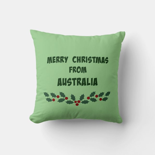 Merry Christmas from Australia Throw Pillow (Front)