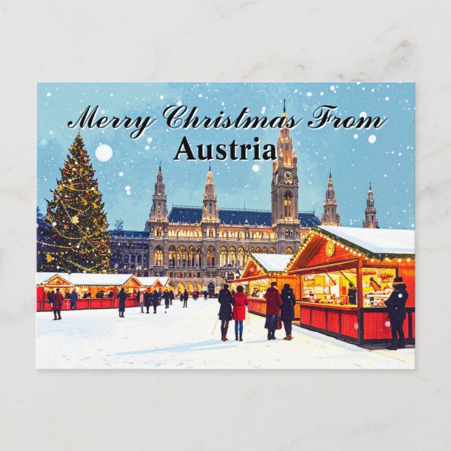 Merry Christmas from Austria Market Holiday Postcard (Front)