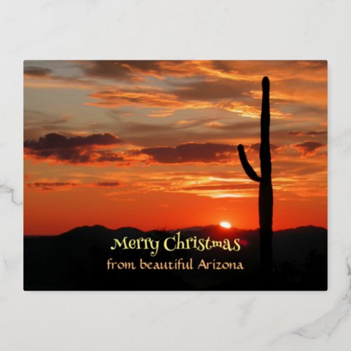 Merry Christmas from beautiful Arizona Foil Holiday Postcard