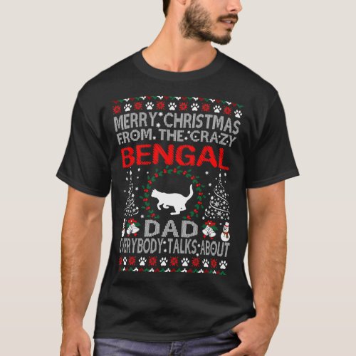 Merry Christmas From Bengal Cat Dad Gift T_Shirt