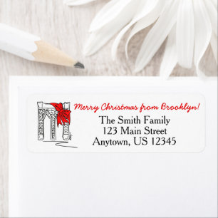 Merry Christmas from Brooklyn New York Bridge NYC Label
