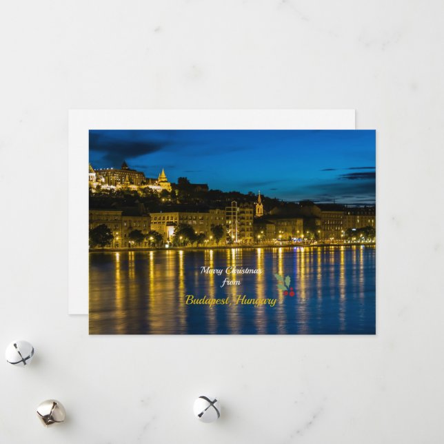 Merry Christmas from Budapest, Hungary Holiday Card (Front/Back In Situ)