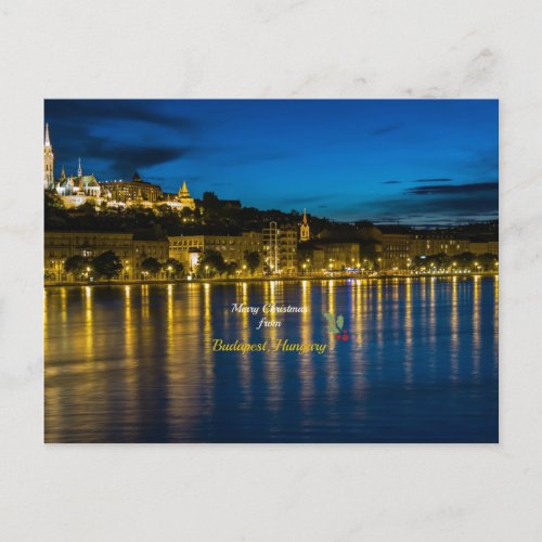 Merry Christmas from Budapest Hungary Holiday Postcard