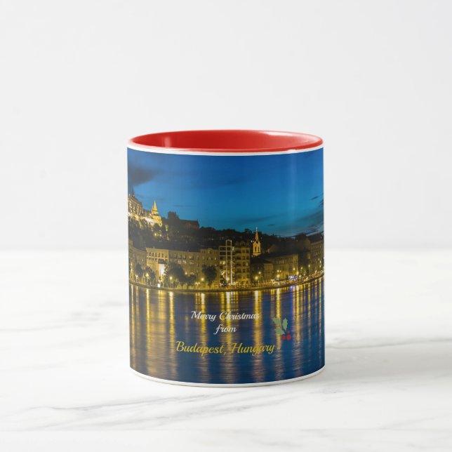 Merry Christmas from Budapest, Hungary, Mug (Center)