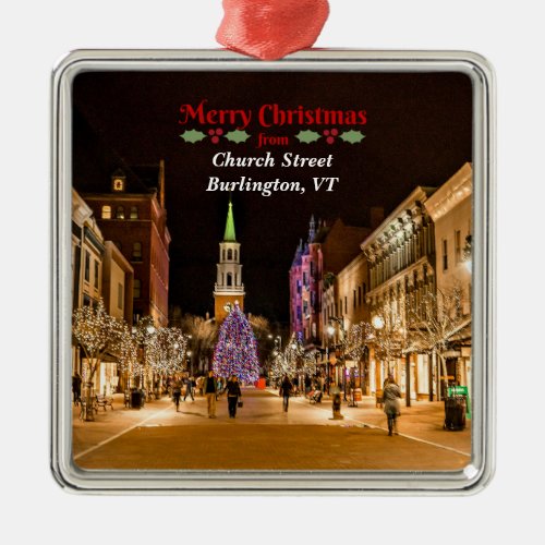 Merry Christmas from Burlington VT  Metal Ornament