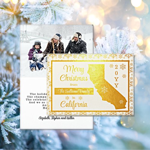 Merry Christmas from California State  Photo  Foil Card