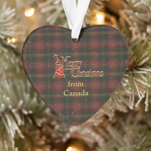 Merry Christmas From Canada Tartan Ornament