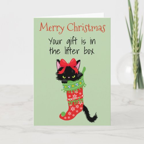 Merry Christmas From Cat Gift is in Litter Box Card
