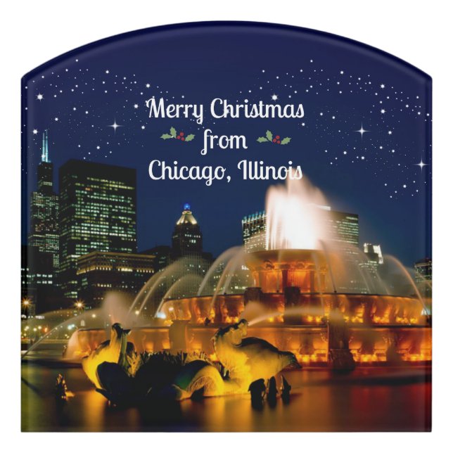 Merry Christmas from Chicago,  Door Sign (Contour Front)