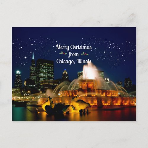Merry Christmas from Chicago Illinois Holiday Postcard