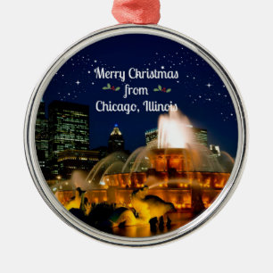 Merry Christmas from Chicago, Illinois Metal Ornament