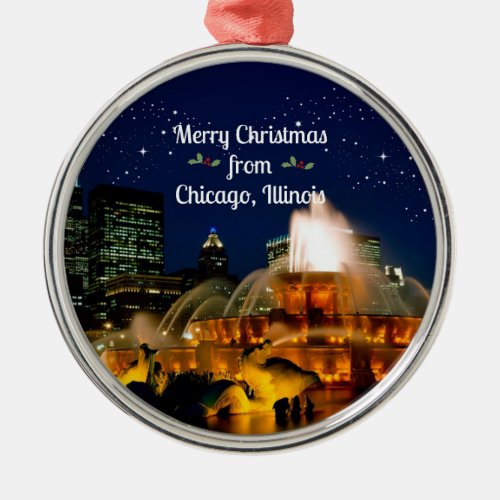 Merry Christmas from Chicago Illinois Metal Ornament