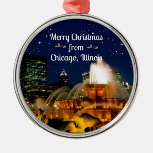 Merry Christmas from Chicago,  Metal Ornament