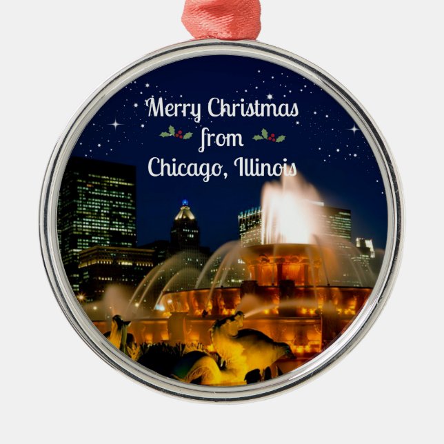 Merry Christmas from Chicago,  Metal Ornament (Front)