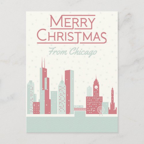 Merry Christmas from Chicago Postcard