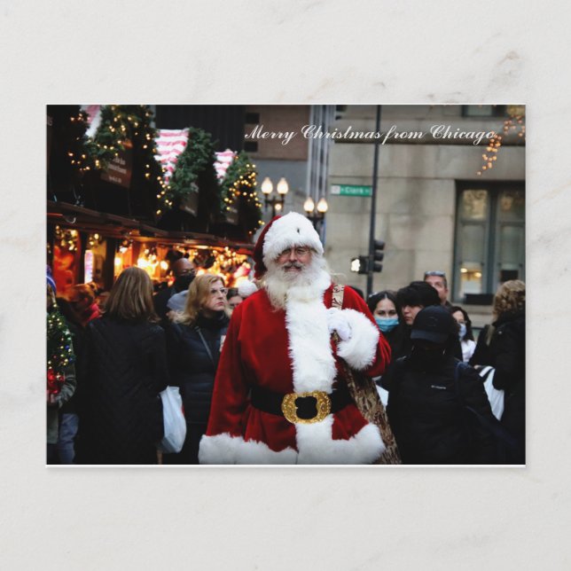 Merry Christmas from Chicago /Santa Holiday Postcard (Front)
