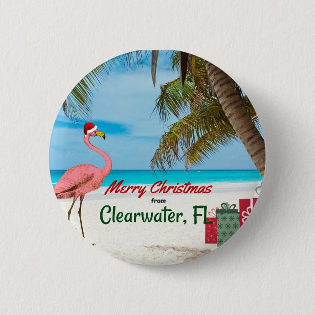 Merry Christmas from Clearwater, FL Button (Front)