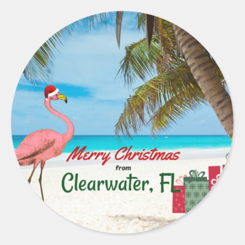 Merry Christmas from Clearwater FL Classic Round Sticker