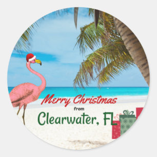 Merry Christmas from Clearwater, FL Classic Round Sticker
