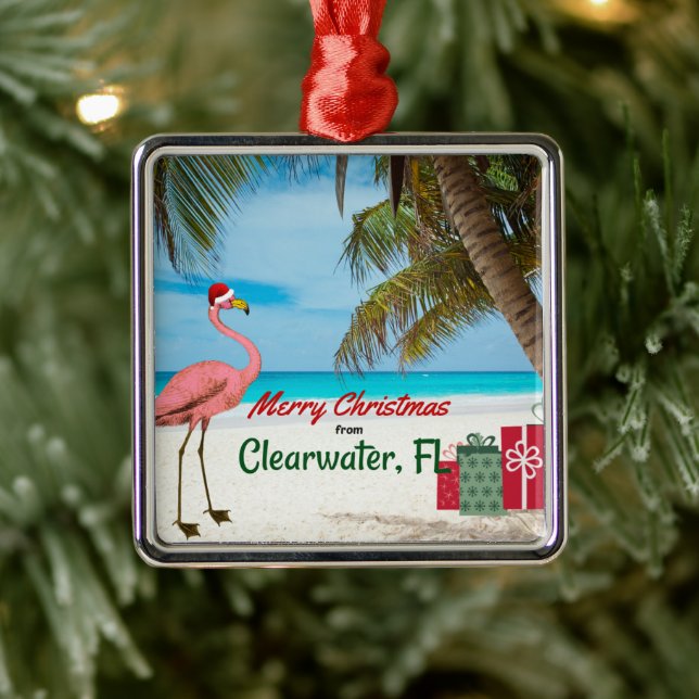 Merry Christmas from Clearwater, FL Metal Ornament (Tree)