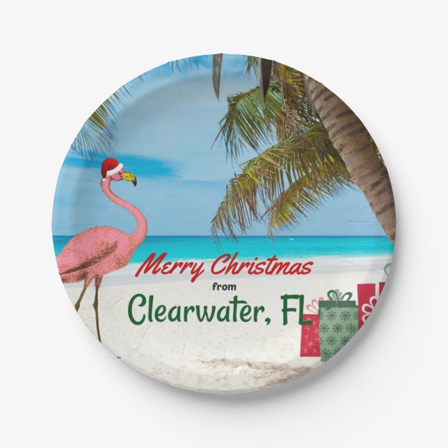 Merry Christmas from Clearwater, FL Paper Plates (Front)