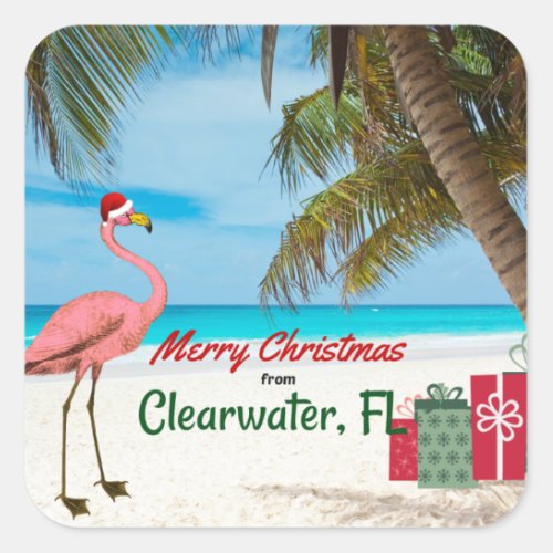 Merry Christmas from Clearwater FL Square Sticker