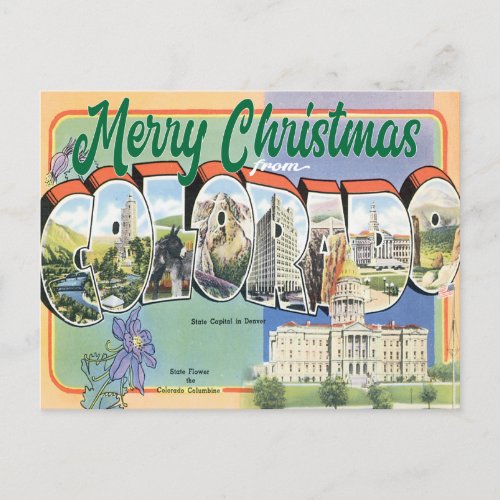 Merry Christmas from Colorado vintage style  Postcard