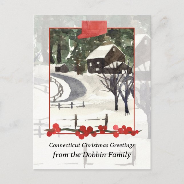 Merry Christmas from Connecticut Farm Personalized Holiday Postcard (Front)