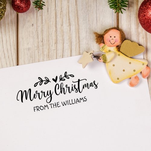 Merry Christmas from custom Family Rubber Stamp