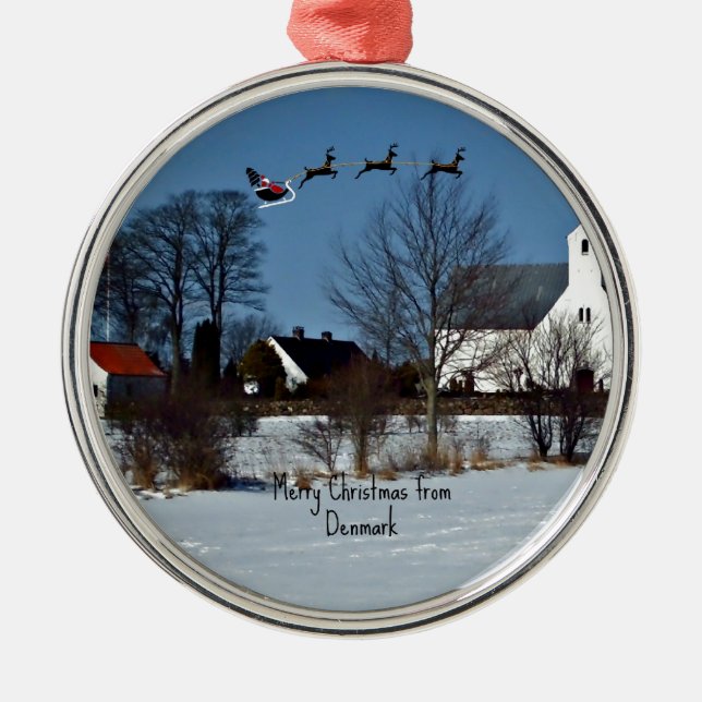 Merry Christmas from Denmark Metal Ornament (Front)