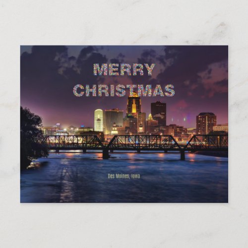 Merry Christmas from Des Moines Postcard