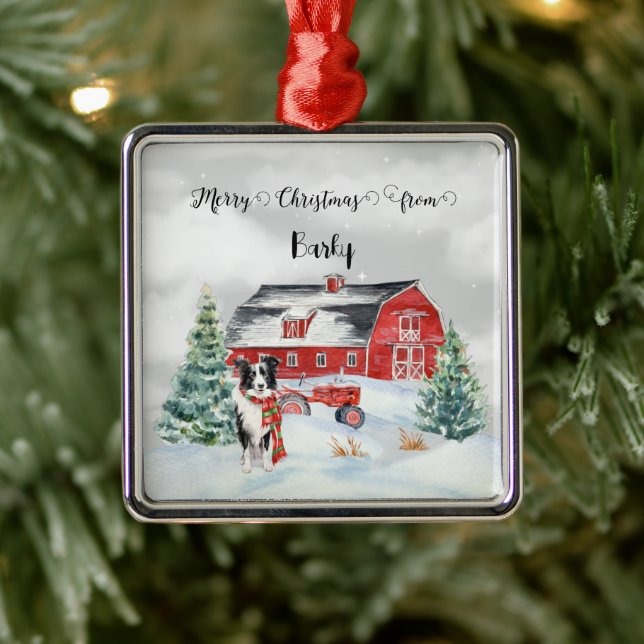 Merry Christmas from Dog's Name Metal Ornament (Tree)