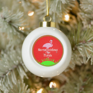 Merry Christmas from Florida, Ceramic Ball Christmas Ornament