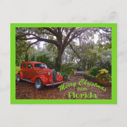 Merry Christmas from Florida Classic Car Bok Tower Postcard