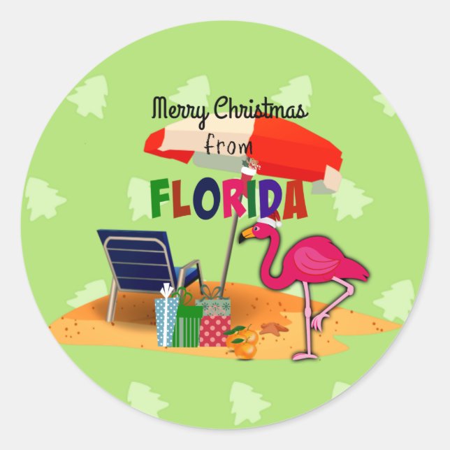 Merry Christmas from Florida Classic Round Sticker (Front)