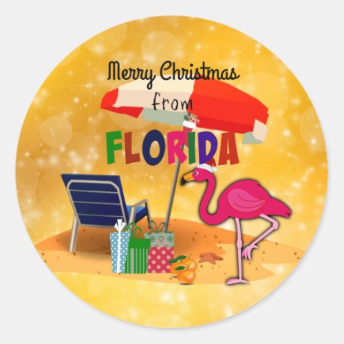 Merry Christmas from Florida  Classic Round Sticker