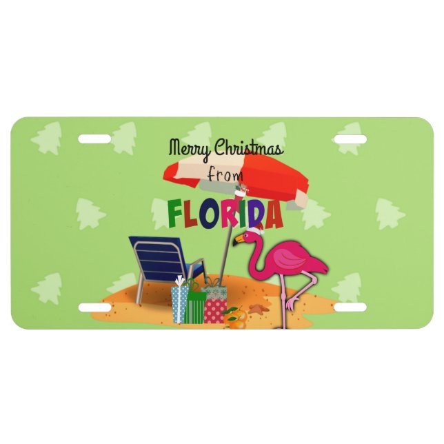 Merry Christmas from Florida, colorful design License Plate (Front)