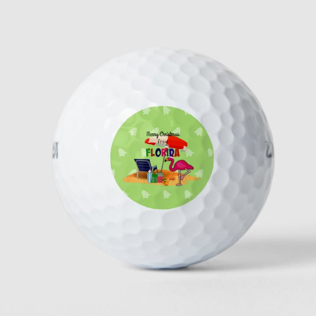 Merry Christmas from Florida, colorful Golf Balls (Front)