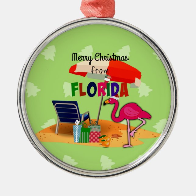Merry Christmas from Florida, colorful Metal Ornament (Front)
