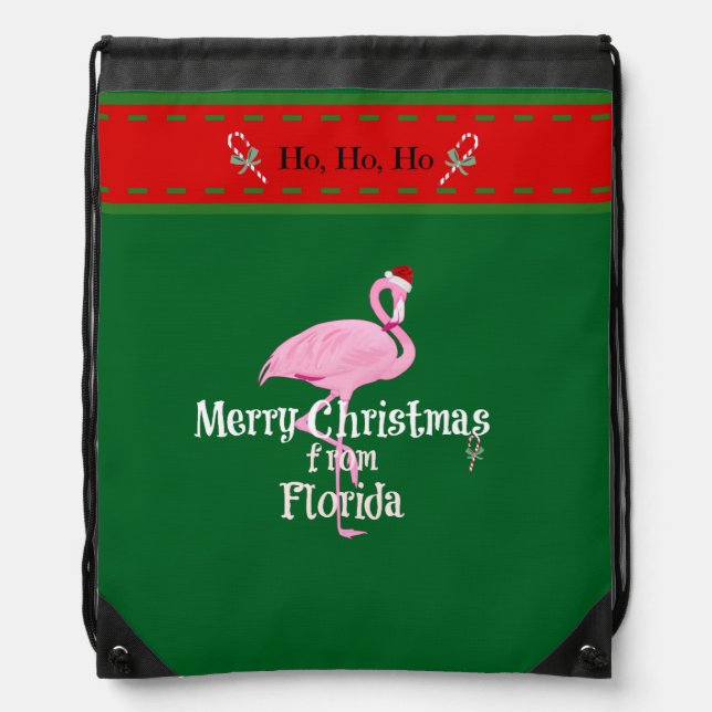 Merry Christmas from Florida Drawstring Bag (Front)
