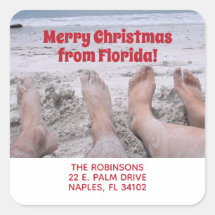 Merry Christmas from Florida funny holiday beach Square Sticker