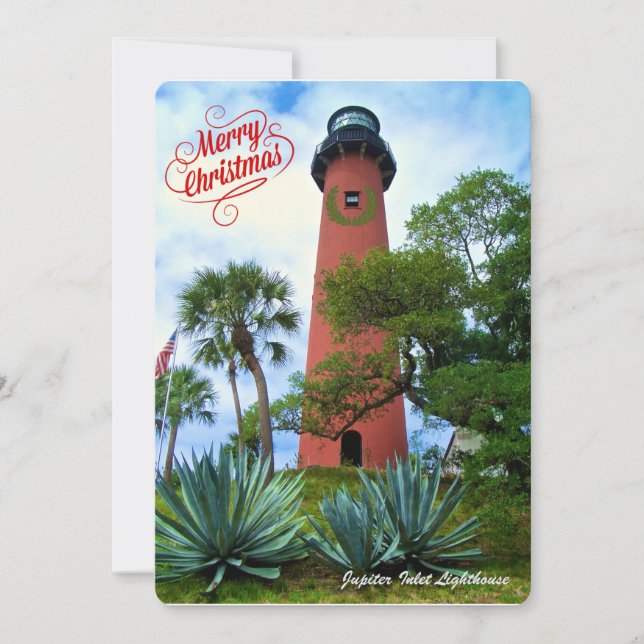 Merry Christmas from Florida Jupiter Lighthouse  Holiday Card (Front)