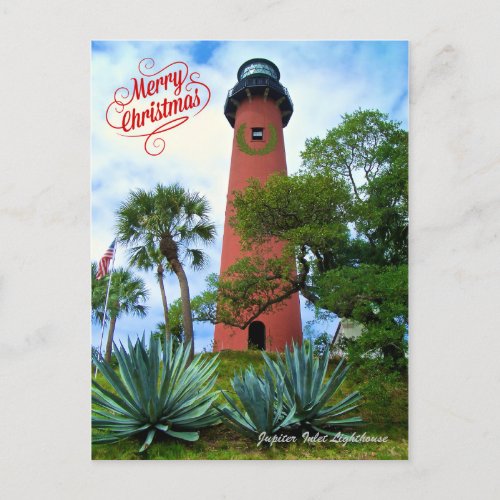 Merry Christmas from Florida Jupiter Lighthouse Holiday Postcard