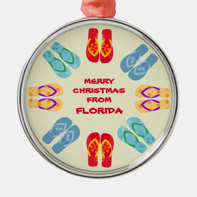 Merry Christmas From Florida Or Your State Metal Ornament (Front)