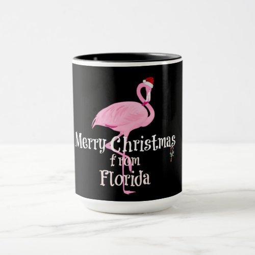 Merry Christmas from Florida pink flamingo Mug