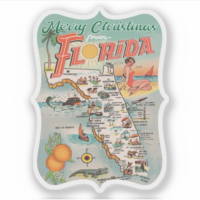 Merry Christmas from Florida Retro Sticker (Front)