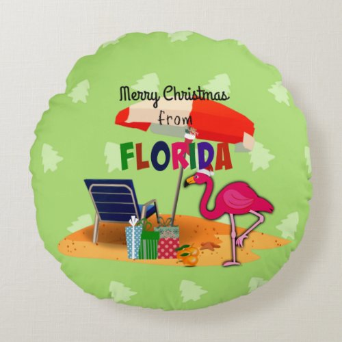 Merry Christmas from Florida Round Pillow