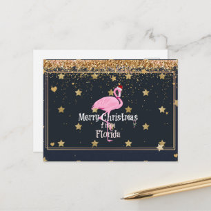 Merry Christmas from Florida, Santa Flamingo Postcard